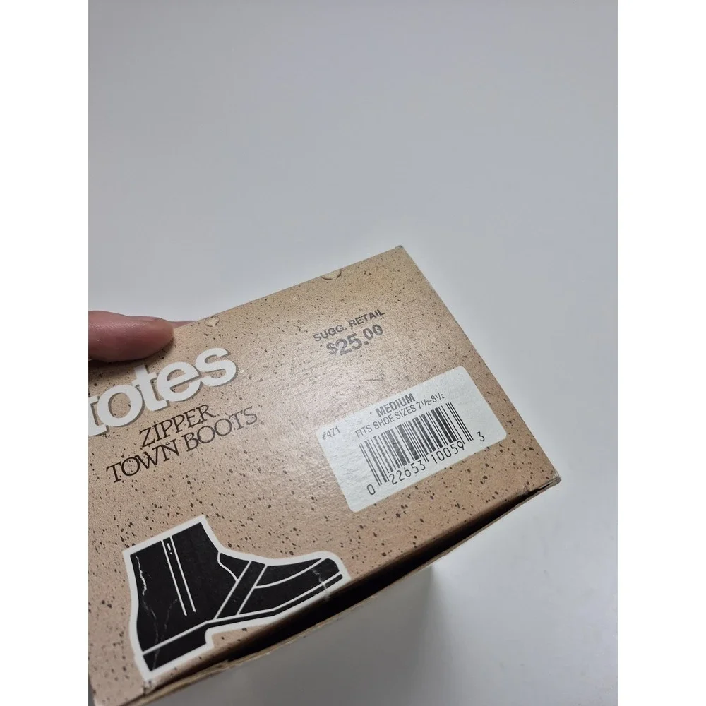 Totes Zipper Town Boots Mens Size 8 Black Rubber Waterproof Rain Overshoe Zip